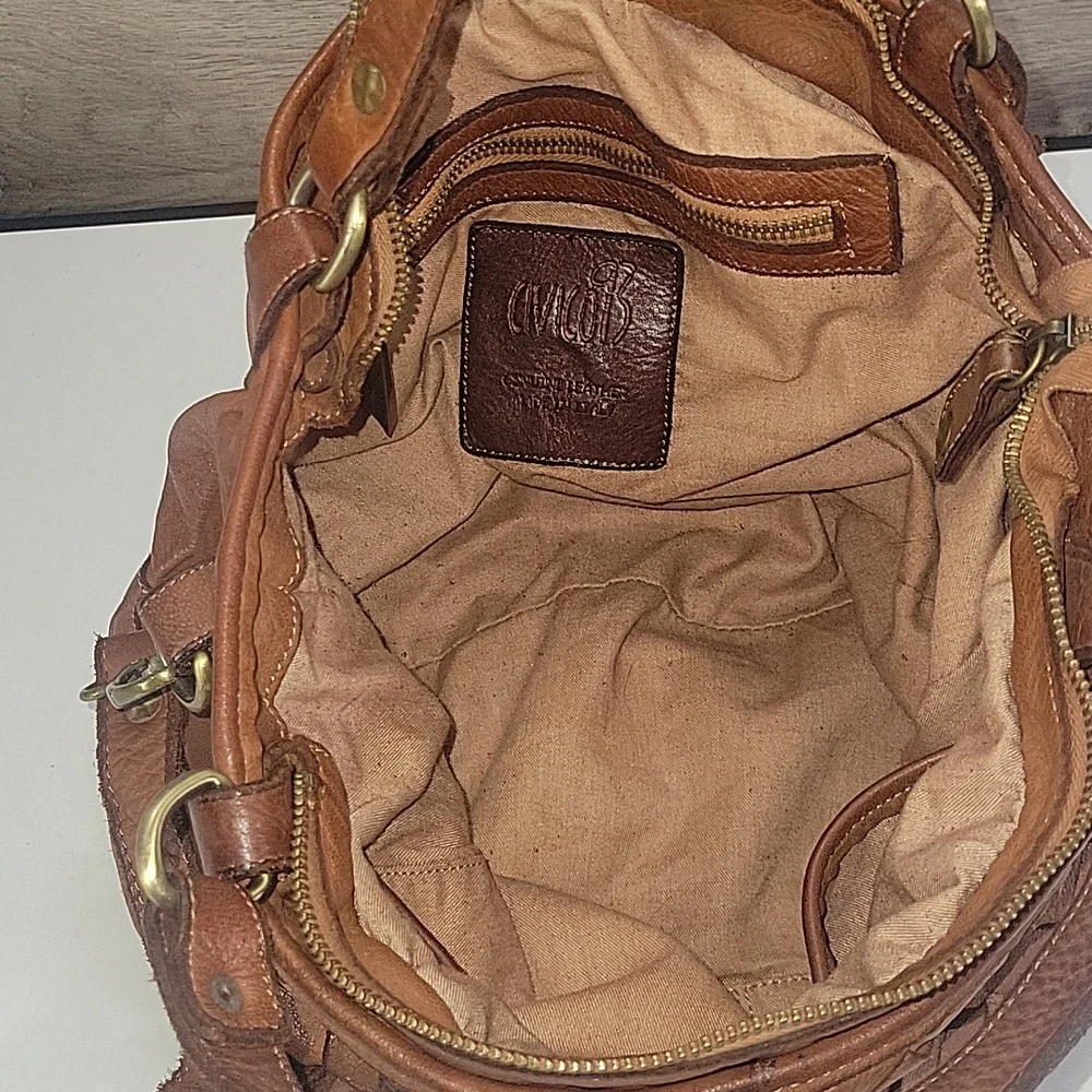 Civico 93 Brown Woven Leather Tote Shoulder Bag - Brown